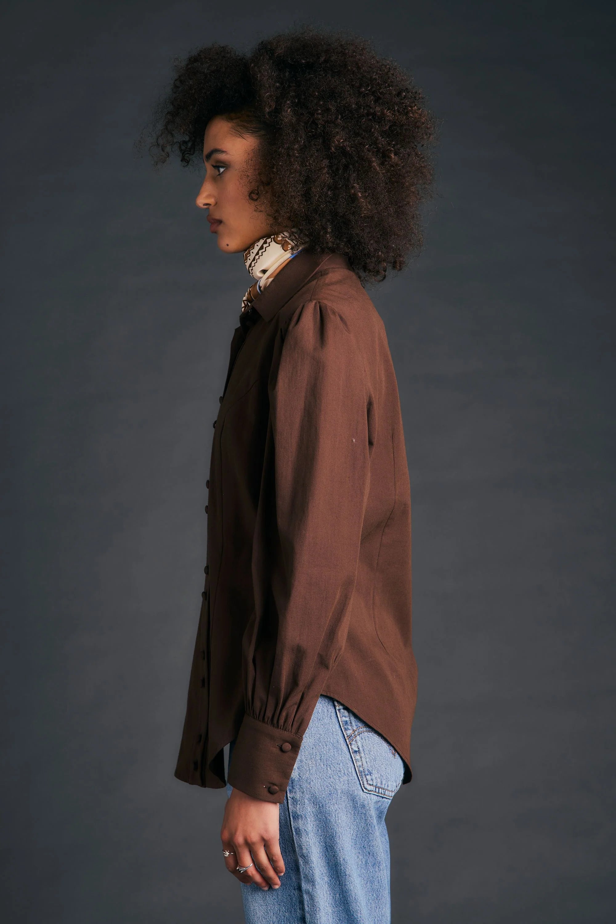 KAREN WALKER PREMIER SHIRT COTTON BROWN CHOCOLATE