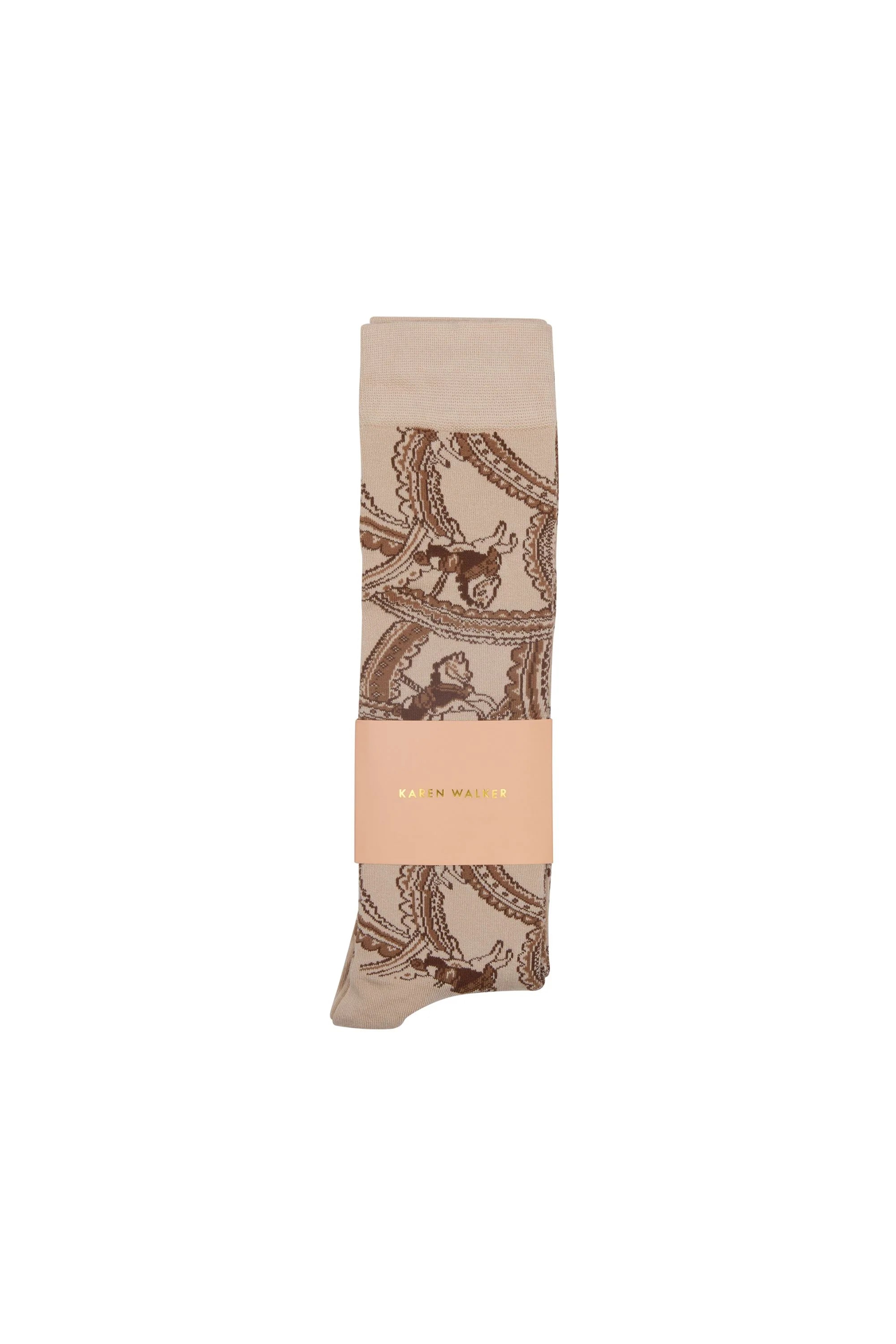 KAREN WALKER CAROUSEL KNEEHIGH SOCKS 2 PACK BAMBOO POLYAMIDE CREAM HORSE