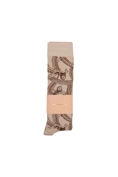 KAREN WALKER CAROUSEL KNEEHIGH SOCKS 2 PACK BAMBOO POLYAMIDE CREAM HORSE