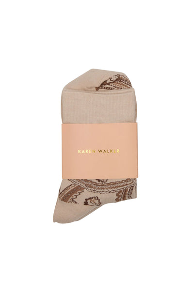 KAREN WALKER CAROUSEL SOCKS 2 PACK CREAM GREEN HORSE BAMBOO POLYAMIDE ELASTANE