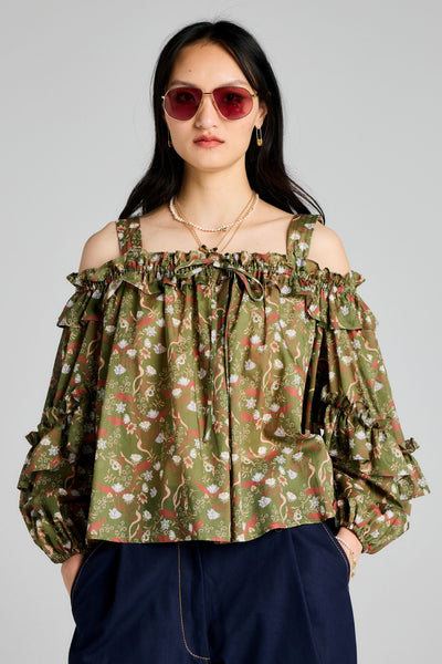 LEAH TOP GREEN FLORAL