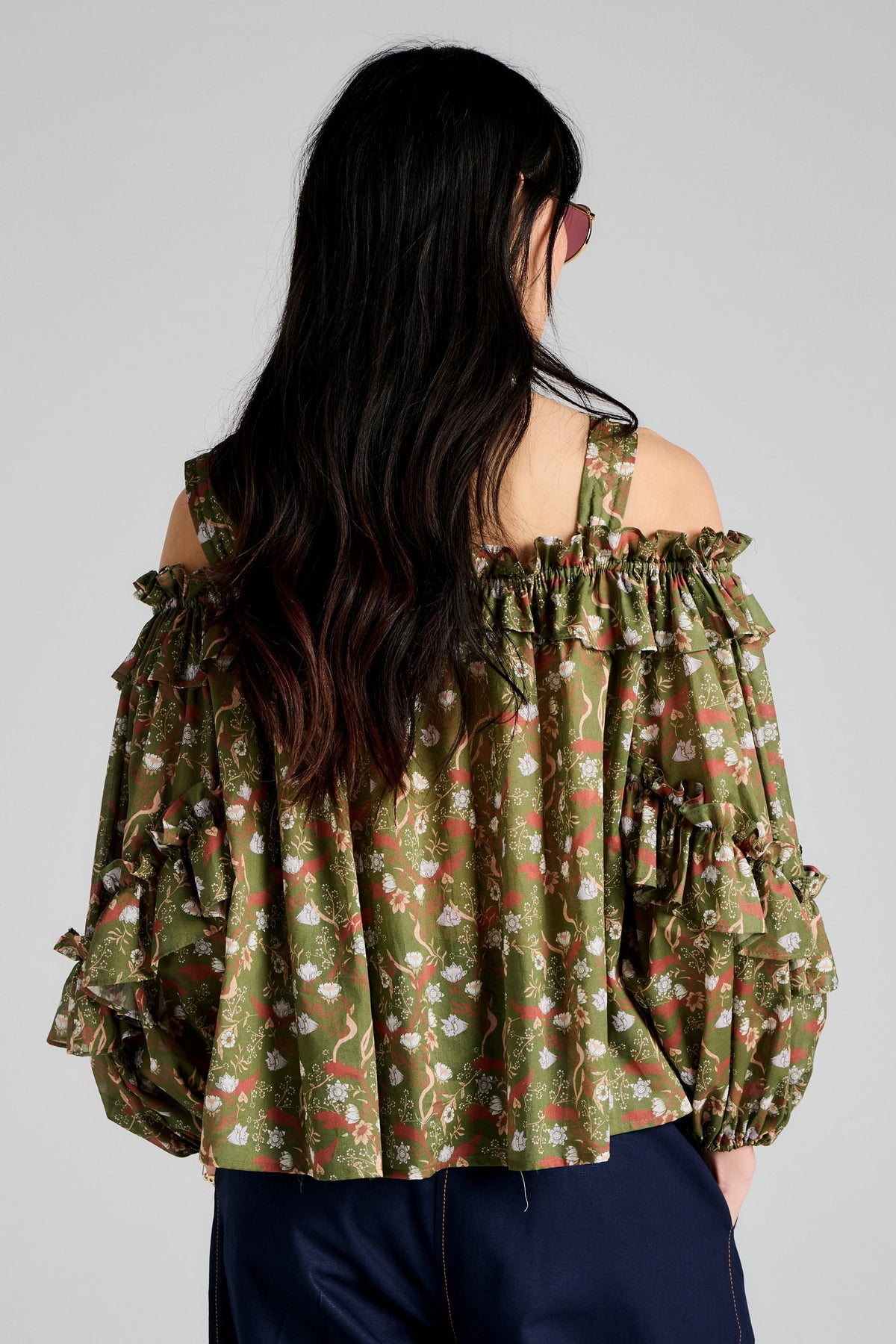 LEAH TOP GREEN FLORAL
