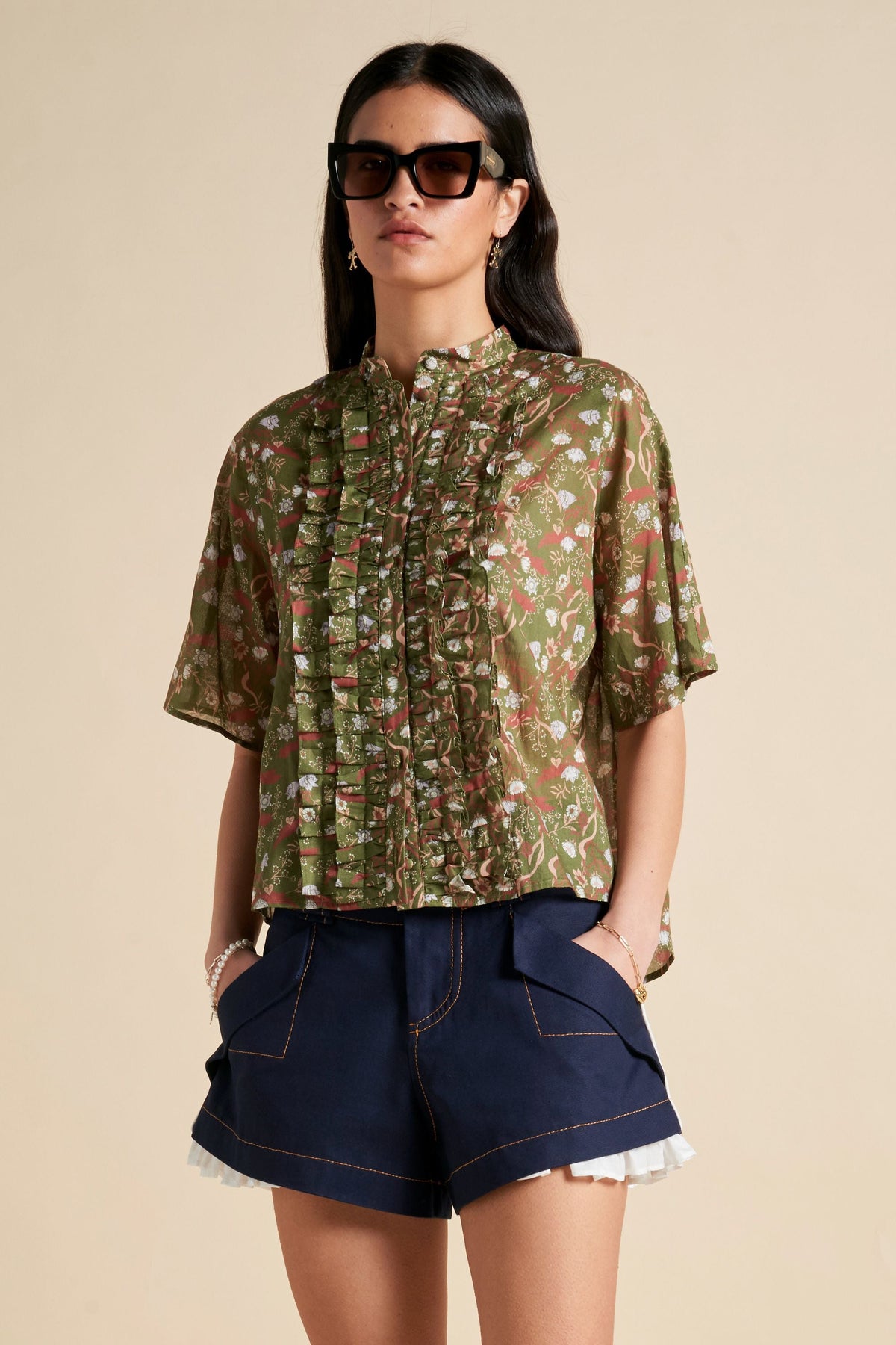 COLETTE SHIRT GREEN FLORAL