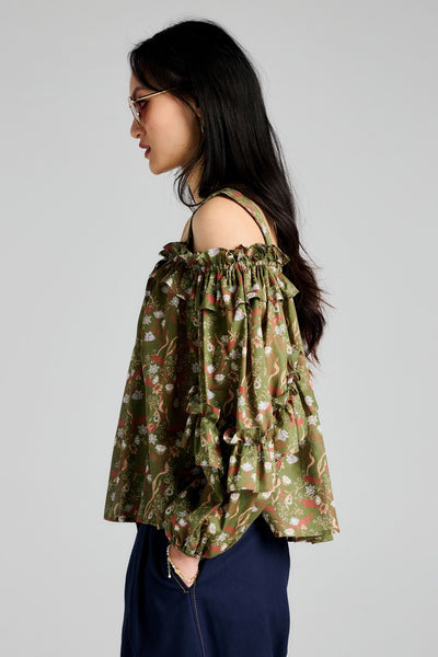 LEAH TOP GREEN FLORAL