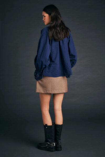 KAREN WALKER IVY BLOUSE NAVY COTTON