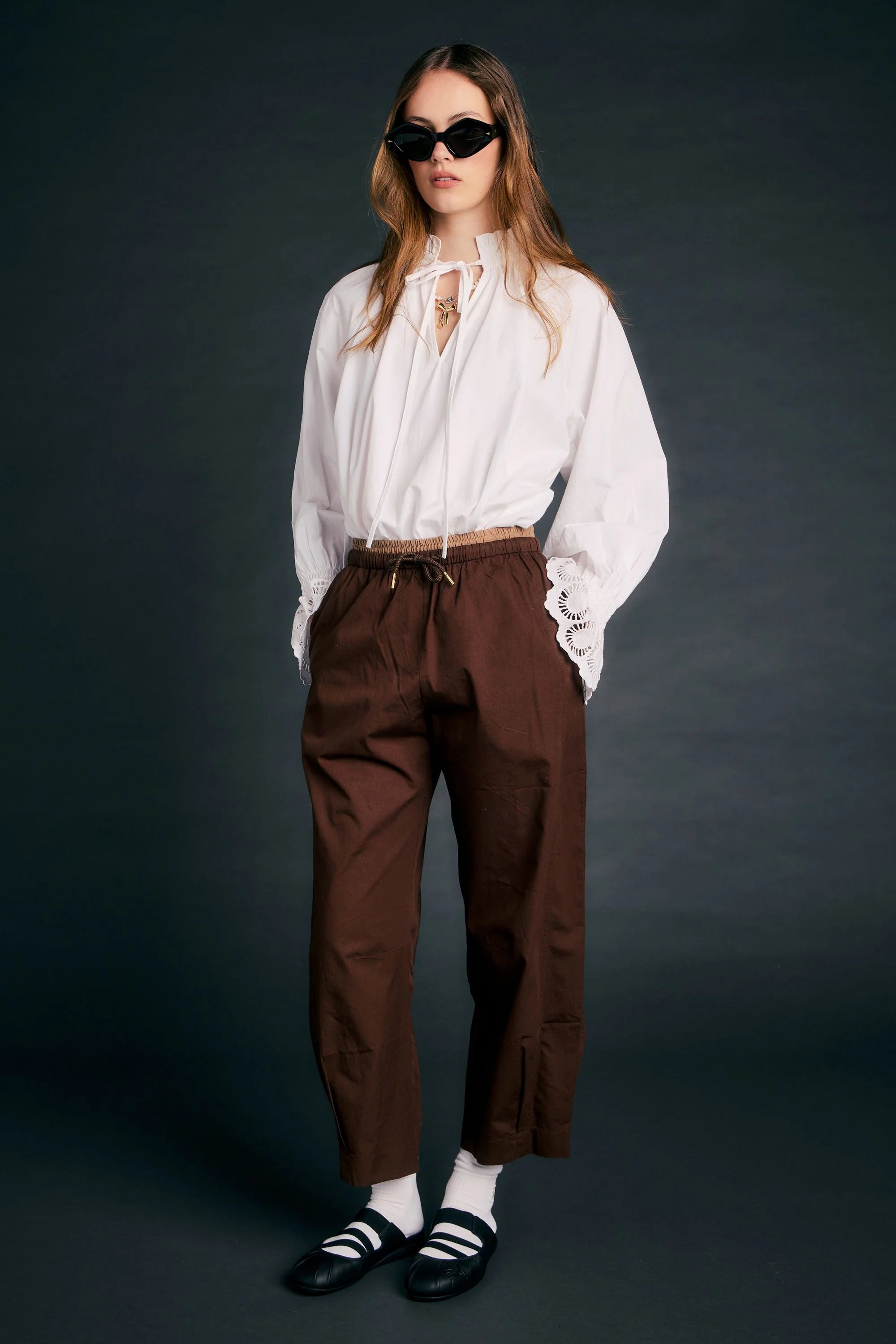 KAREN WALKER MAVERICK PANTS BROWN COTTON TROUSER