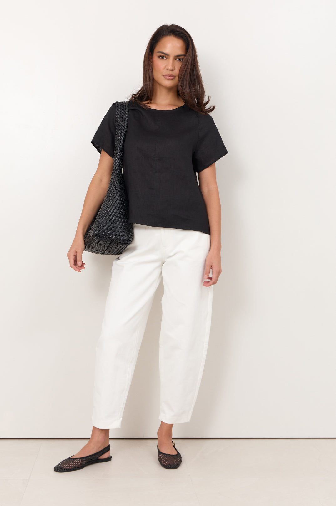 ADORNE HENRI PANT COTTON PANT BARREL LEG JEAN IVORY