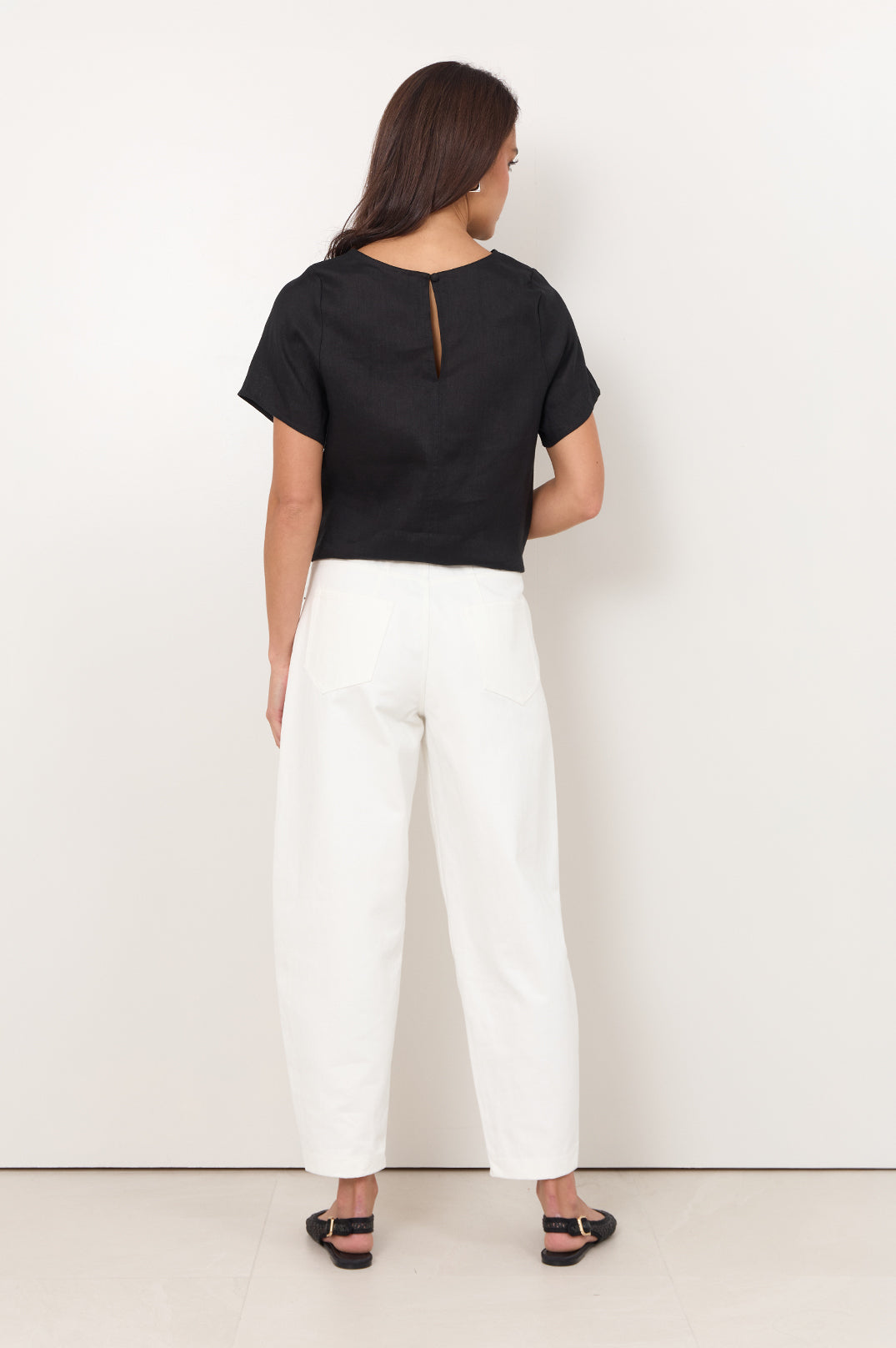 ADORNE HENRI PANT COTTON PANT BARREL LEG JEAN IVORY