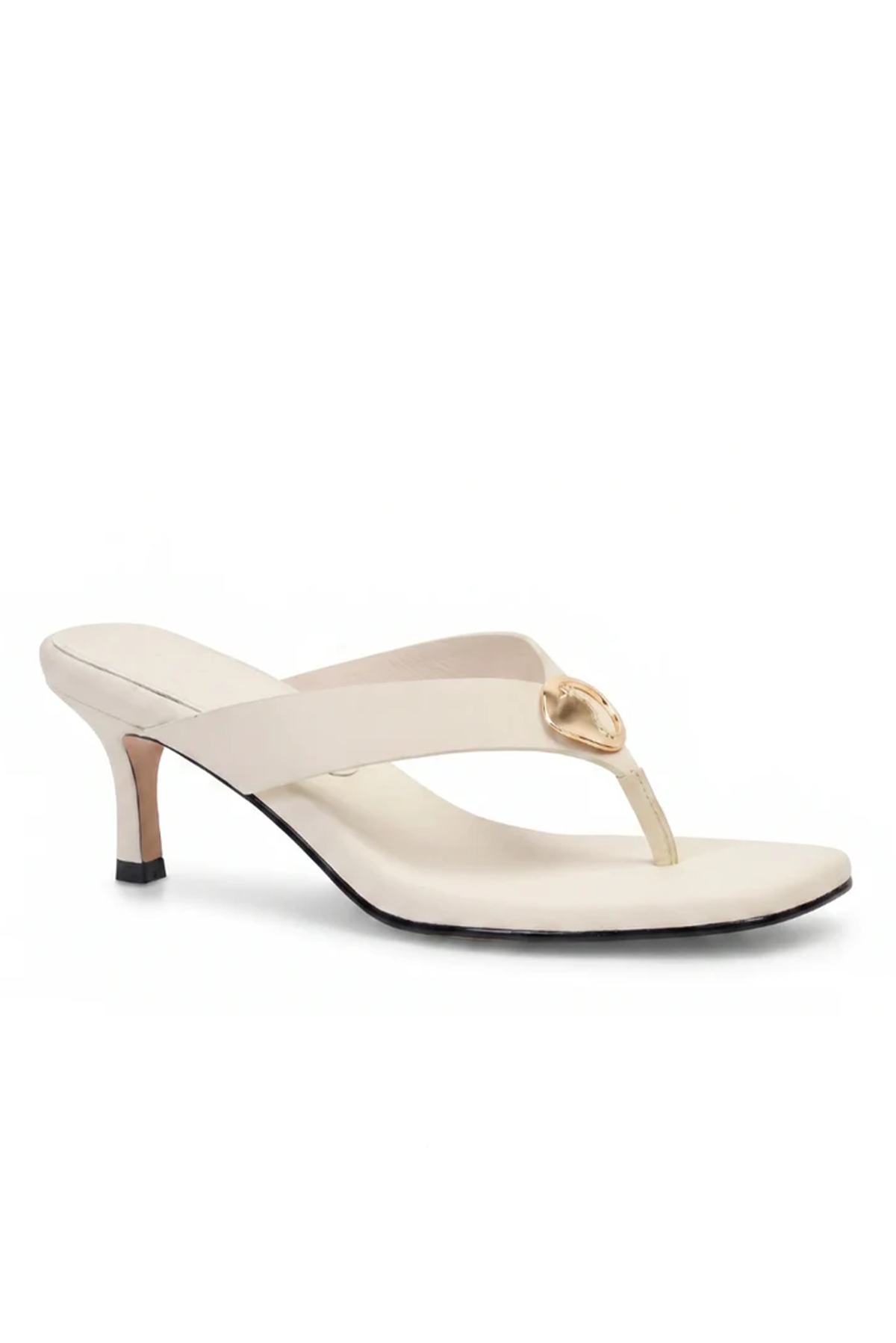 KATHRYN WILSON JUNO HEEL CREAM STONE CALF LEATHER JANDAL SLIDE