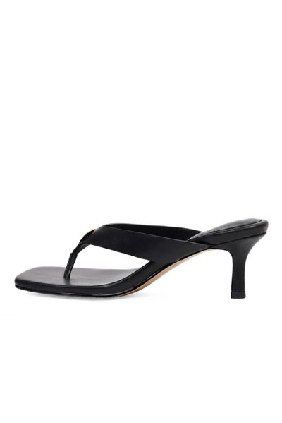 KATHRYN WILSON JUNO HEEL BLACK HOLD LEATHER JANDAL SLIDE
