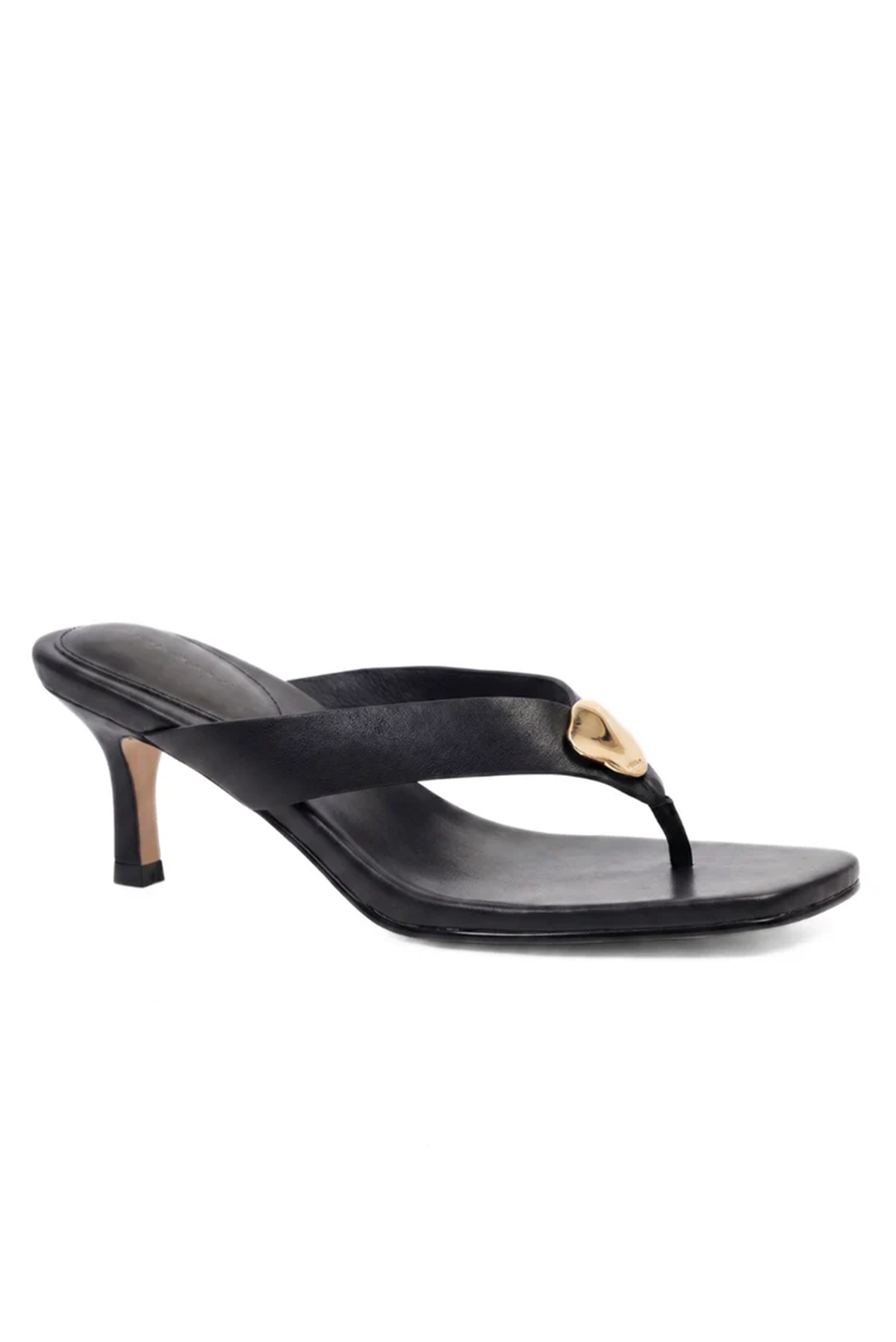 KATHRYN WILSON JUNO HEEL BLACK HOLD LEATHER JANDAL SLIDE