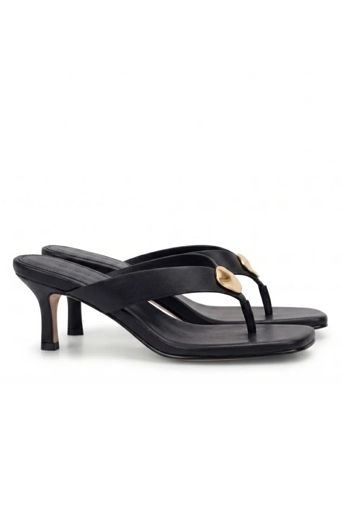 KATHRYN WILSON JUNO HEEL BLACK HOLD LEATHER JANDAL SLIDE