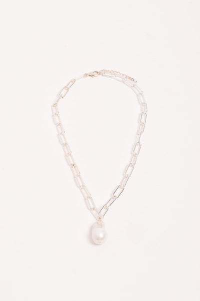 ADORNE PEARL DROP NECKLACE GOLD SILVER CHAIN