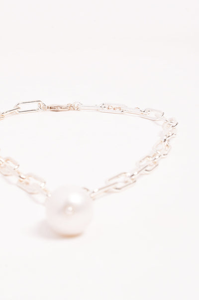 ADORNE PEARL DROP NECKLACE GOLD SILVER CHAIN