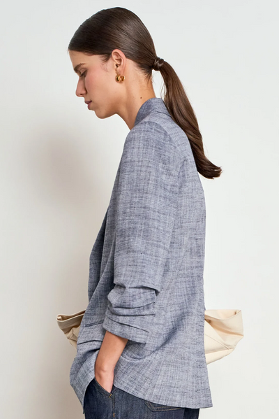 ZOE KRATZMANN REFINE JACKET polyester cotton linen blazer ballet pink and storm grey