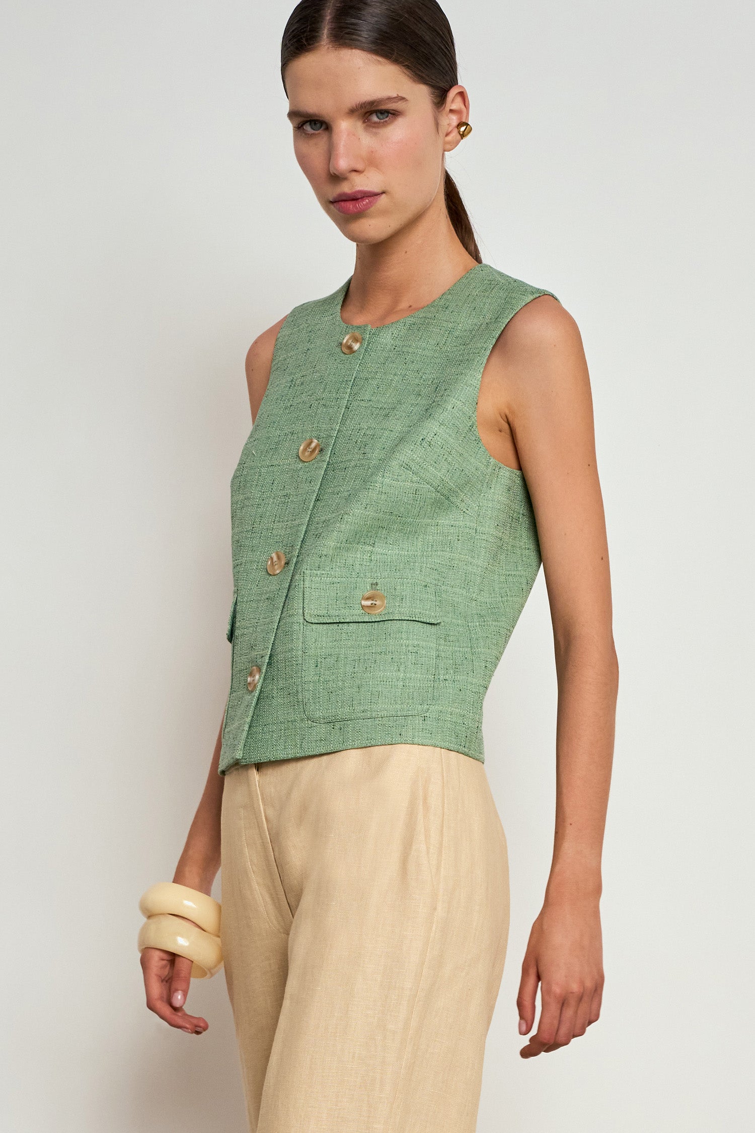 ZOE KRATZMANN SENSE VEST POLYESTER VEST TOP GREEN APPLE