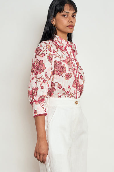 ZOE KRATZMANN SERENADE TOP ROSE PAISLEY LINEN BLOUSE