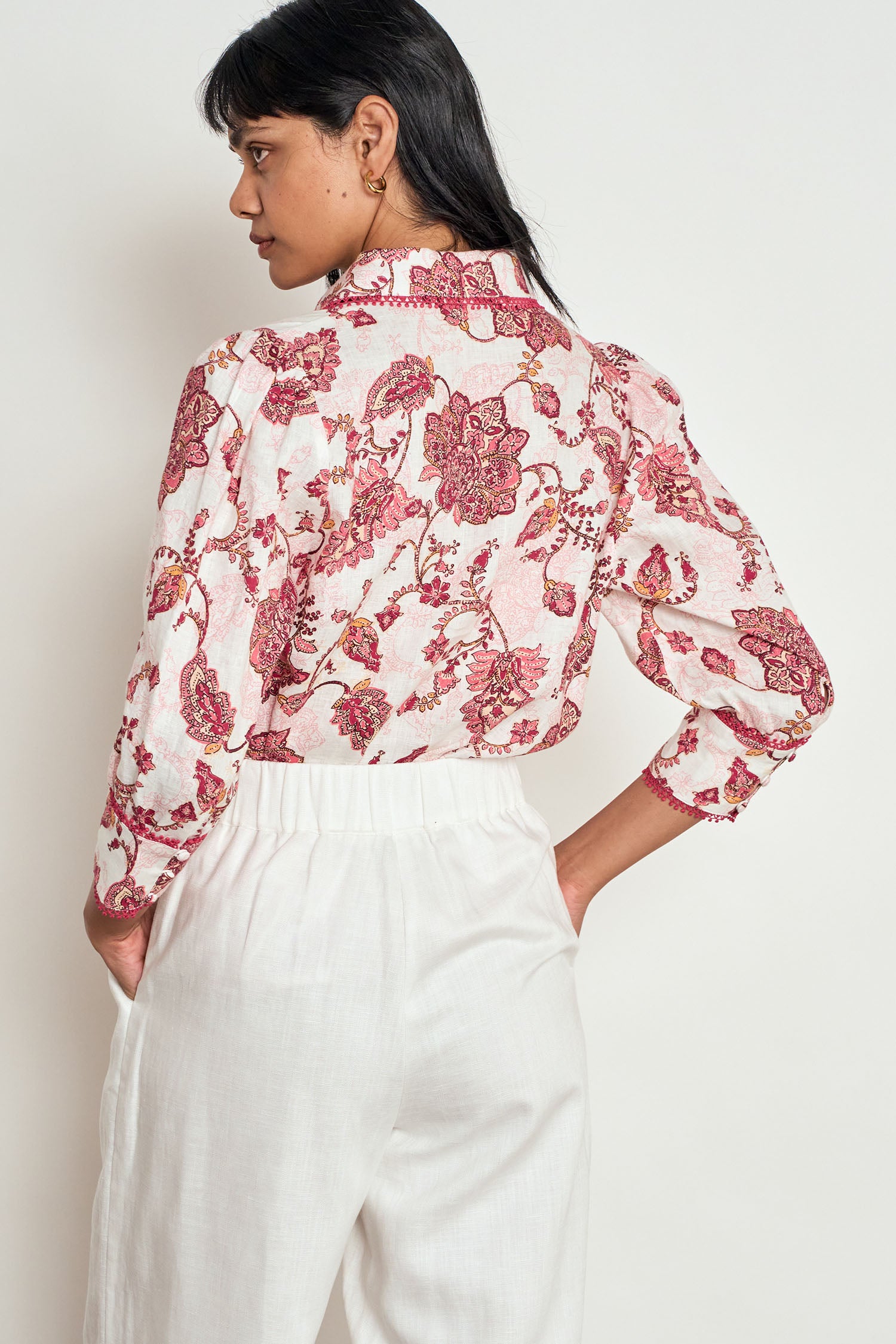 ZOE KRATZMANN SERENADE TOP ROSE PAISLEY LINEN BLOUSE