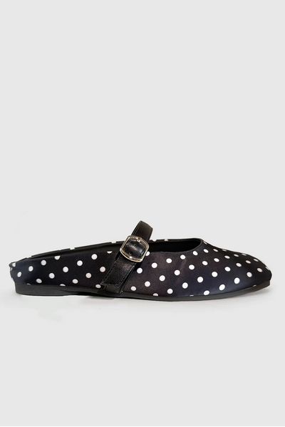 INK SPOT SHOES BLACK AND WHITE SPOT SLIP ON SLIDE FOOTWEAR