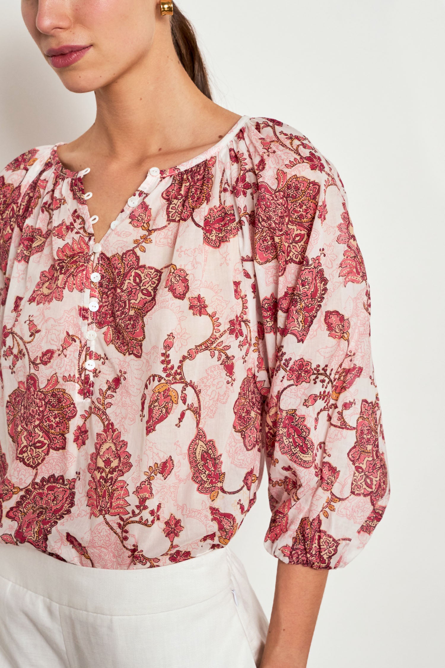 ZOE KRATZMANN VOW TOP COTTON ROSE PAISLEY BLOUSE