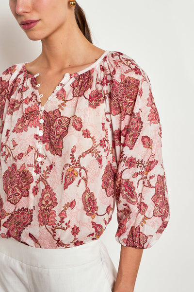 ZOE KRATZMANN VOW TOP COTTON ROSE PAISLEY BLOUSE