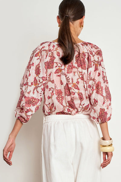 ZOE KRATZMANN VOW TOP COTTON ROSE PAISLEY BLOUSE