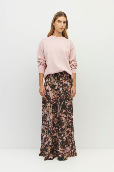 JULIETTE HOGAN ARIELLE SKIRT SILK MAXI BIAS CUT PINK FLROAL SKIRT