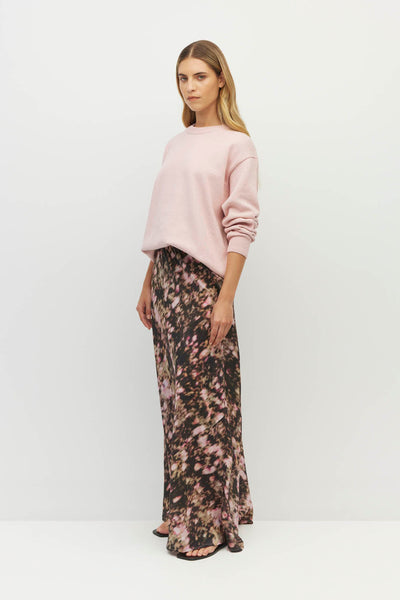JULIETTE HOGAN ARIELLE SKIRT SILK MAXI BIAS CUT PINK FLROAL SKIRT