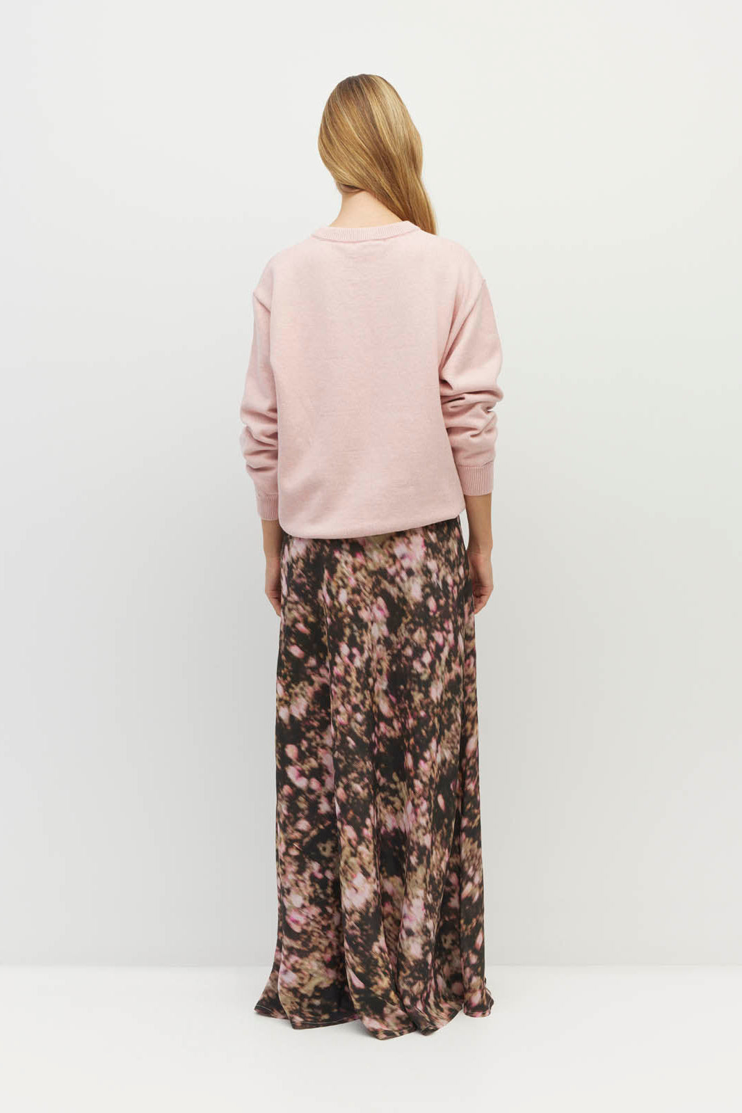 JULIETTE HOGAN ARIELLE SKIRT SILK MAXI BIAS CUT PINK FLROAL SKIRT