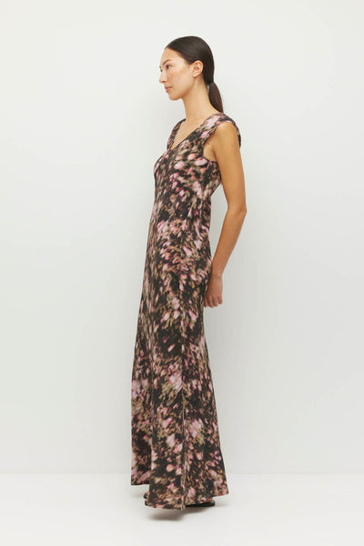 JULIETTE HOGAN KENNA DRESS SILK MAXI DRESS PINK FLORAL