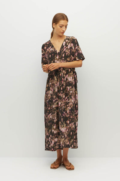 JULIETTE HOGAN VIMA TUNIC SILK MIDI DRESS FLORAL PINK