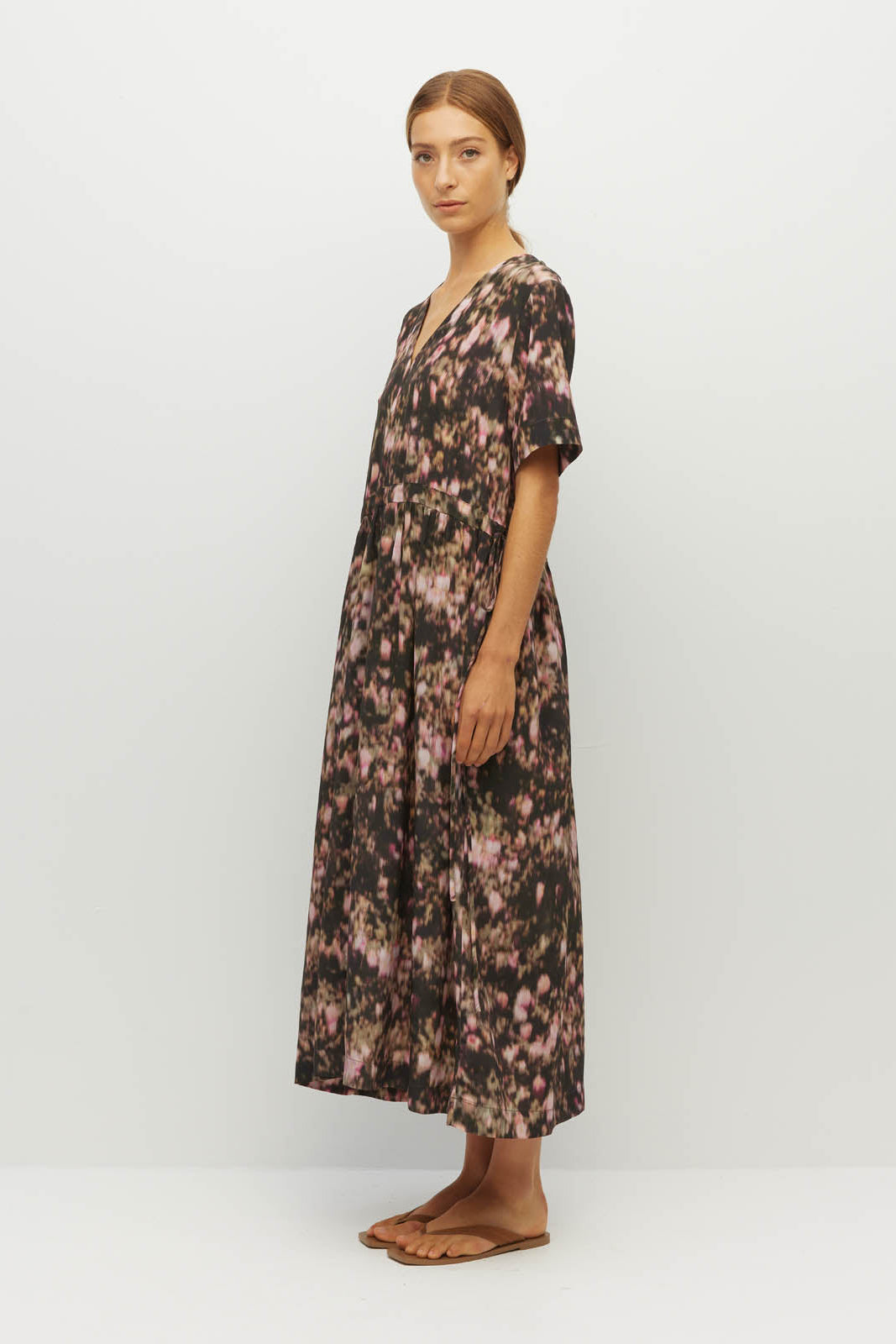 JULIETTE HOGAN VIMA TUNIC SILK MIDI DRESS FLORAL PINK
