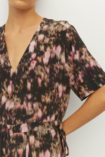 JULIETTE HOGAN VIMA TUNIC SILK MIDI DRESS FLORAL PINK