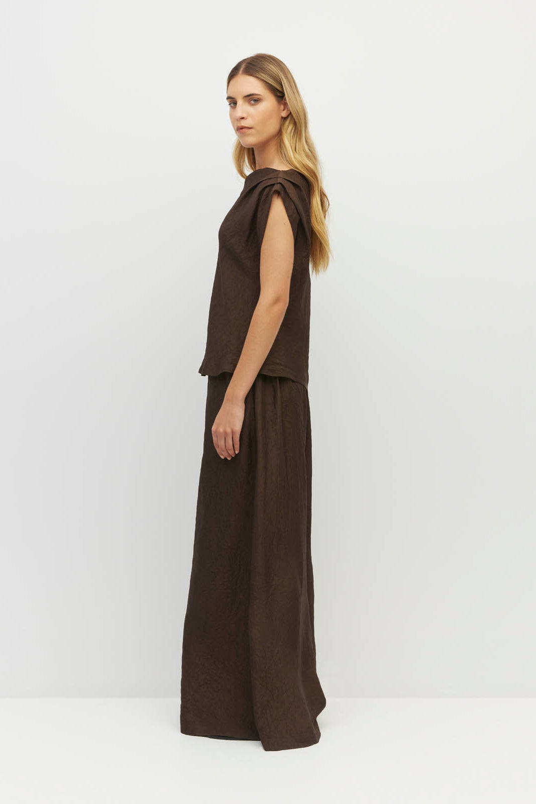 JULIETTE HOGAN MONACO TOP ACETATE VICOSE POLYESTER CHOCOLATE BROWN TOP