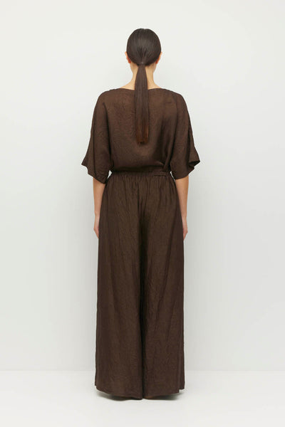 JULIETTE HOGAN PALAZZO PANT ACETATE CHOCOLATE BROWN TROUSER