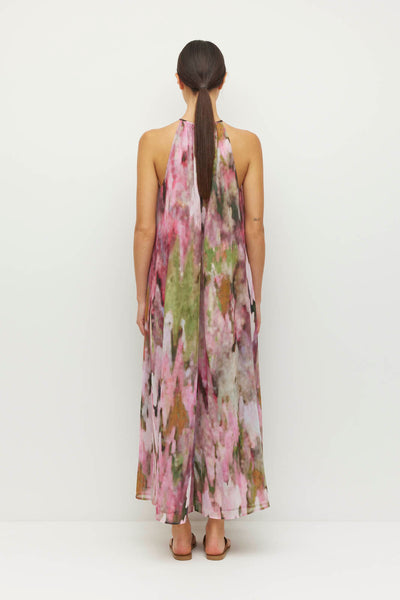 JULIETTE HOGAN ASTRID DRESS POLYESTER PINK FLORAL MIDI MAXI HALTER DRESS