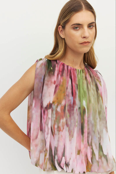 JULIETTE HOGAN CALDER TOP POLYESTER PINK FLROAL TOP