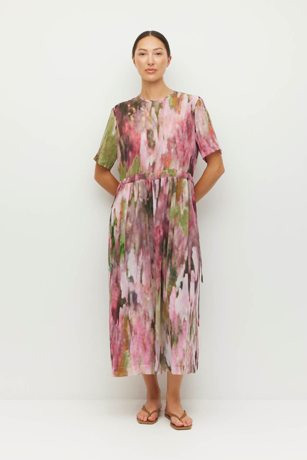 JULIETTE HOGAN DIMA TUNIC POLYESTER PINK MIDI DRESS
