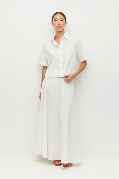 ULIETTE HOGAN RHODES SKIRT COTTON SPANDEX MAXI A LINE WHITE SKIRT