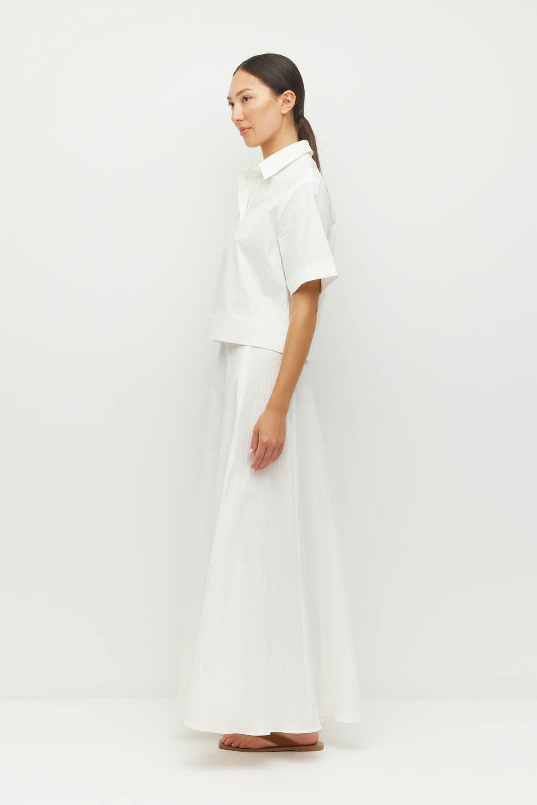 ULIETTE HOGAN RHODES SKIRT COTTON SPANDEX MAXI A LINE WHITE SKIRT