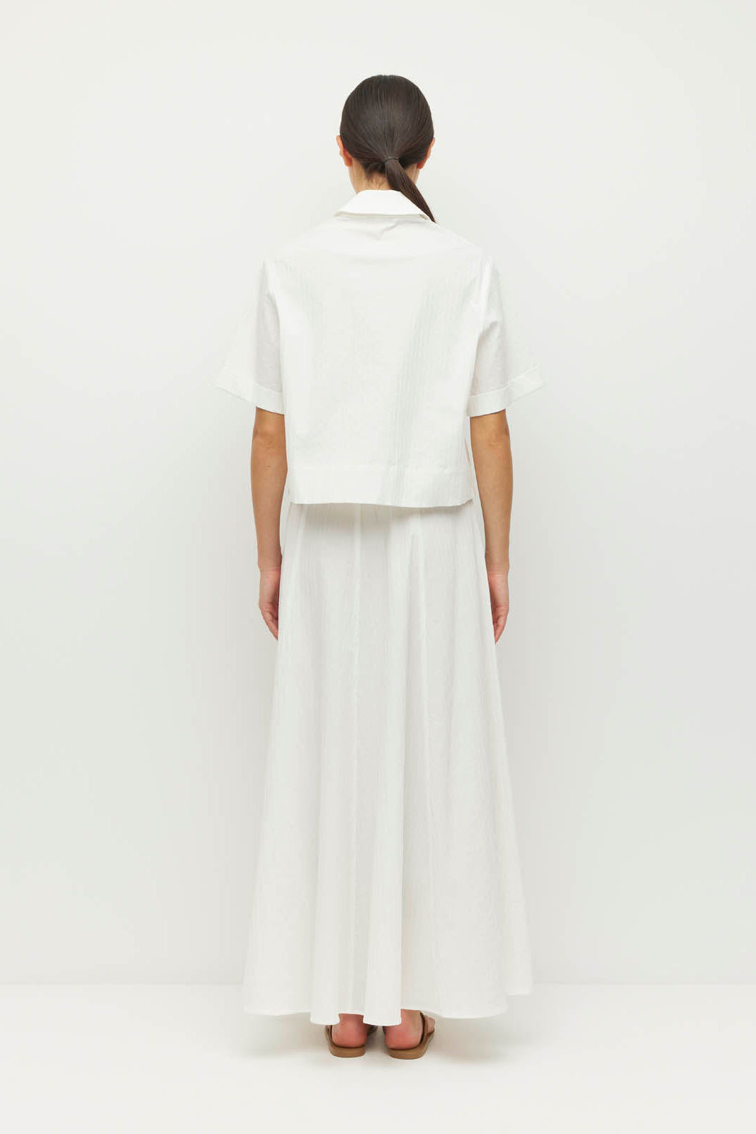 ULIETTE HOGAN RHODES SKIRT COTTON SPANDEX MAXI A LINE WHITE SKIRT